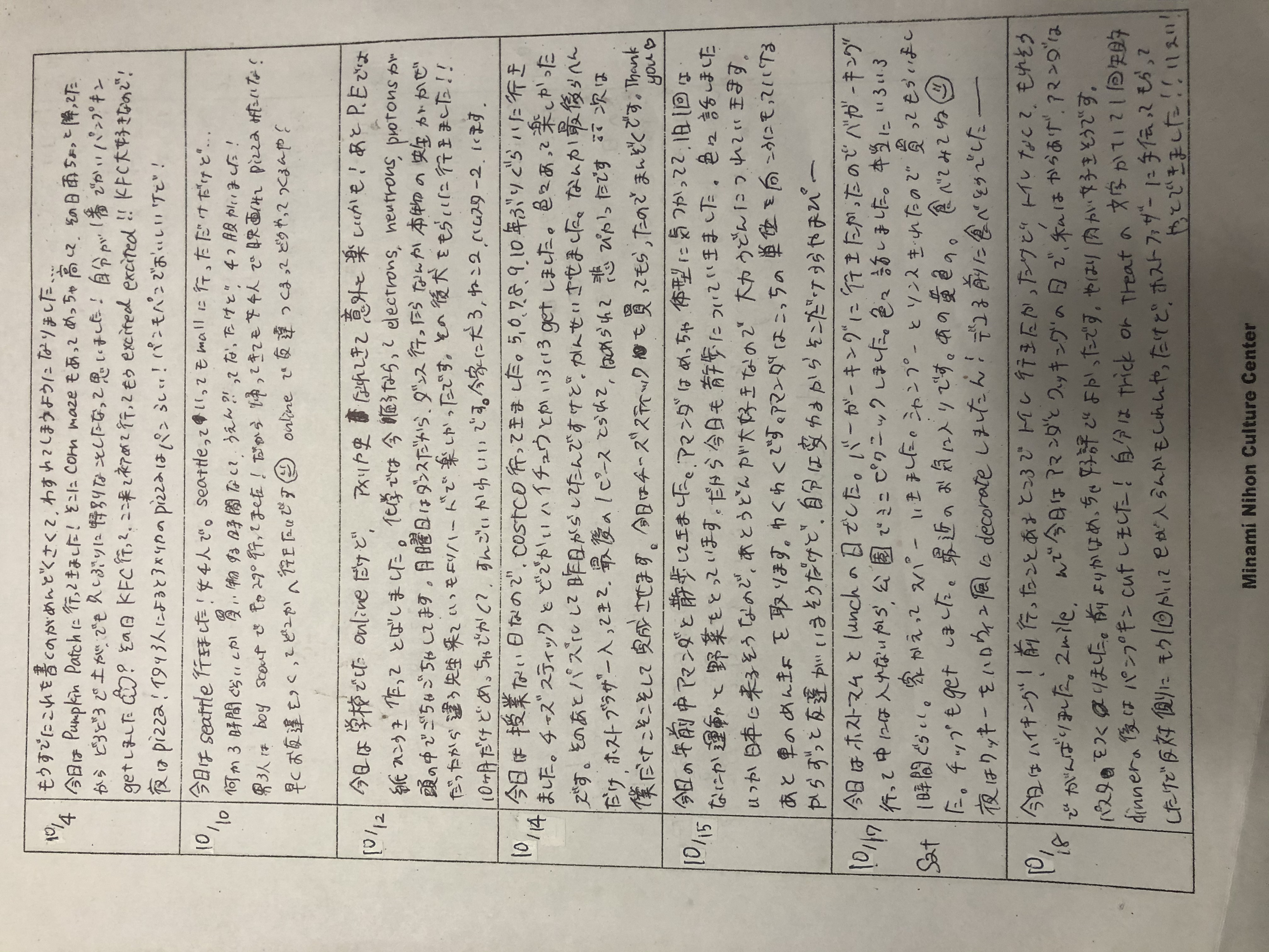 Mone's Student Report in October